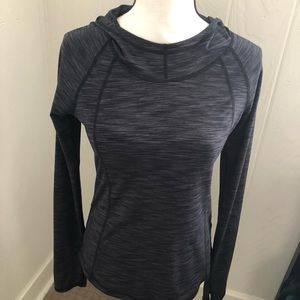 Zella Charcoal Grey Ladies Hooded Workout Top size S